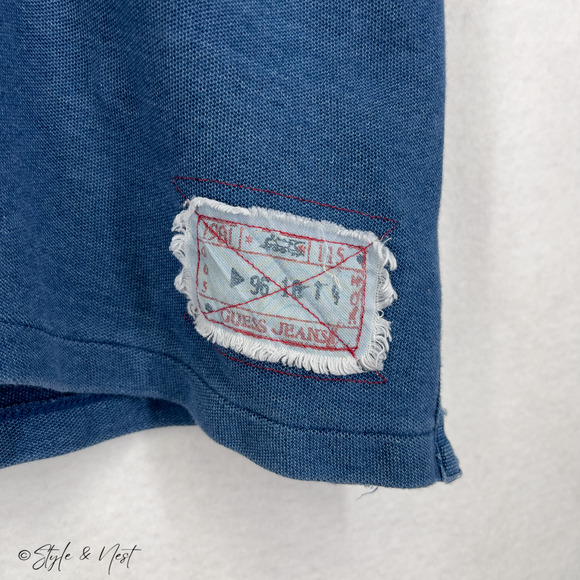 Vintage 90s GUESS Jeans Cotton Knit Heritage Polo Designer Patchwork Men's XL - Picture 2 of 7
